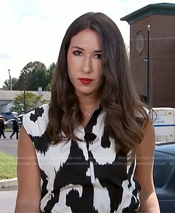Marissa Parra's black and white abstract print shirt on NBC News Daily