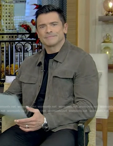 Mark’s suede jacket on Live with Kelly and Mark