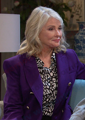Marlena’s purple blazer and print blouse on Days of our Lives