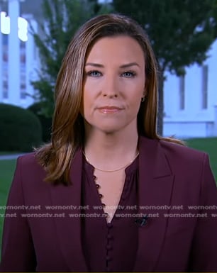 Mary’s purple loop button blouse on Good Morning America