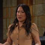 Melinda’s beige belted shirtdress on Days of our Lives