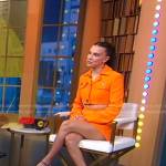 Millie Bobby Brown’s orange cropped blazer and skirt on Good Morning America