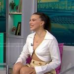 Millie Bobby Brown’s white cropped top and beige shorts on Today