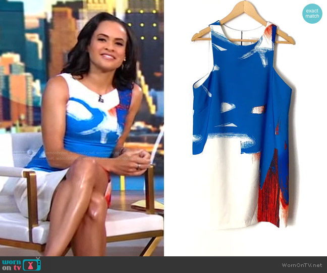 Milly Print Mini Dress worn by Linsey Davis on Good Morning America