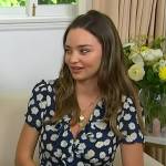 Miranda Kerr’s blue floral print dress on Access Hollywood