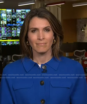 Molly Hunter's blue collared cardigan on NBC News Daily