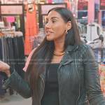 Monica’s black moto jacket on The Real Housewives of Salt Lake City