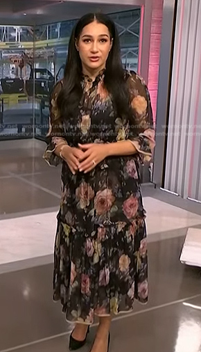 Morgan’s black floral chiffon dress on NBC News Daily