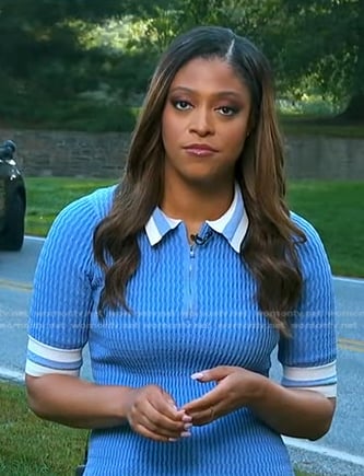 Morgan Norwood’s blue polo top on Good Morning America