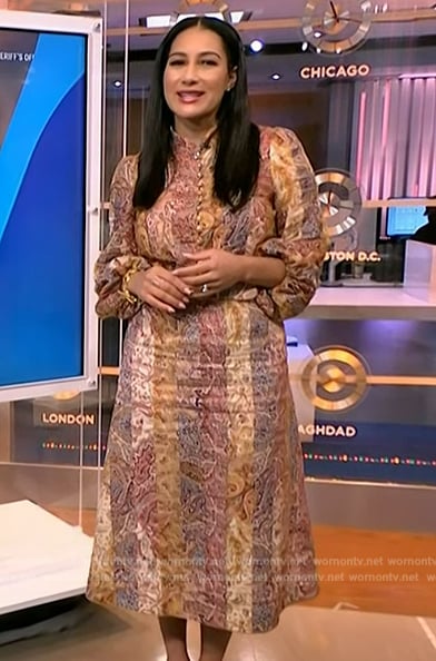 Morgan’s paisley blouse and skirt on NBC News Daily