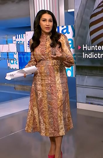 Morgan’s paisley blouse and skirt on NBC News Daily