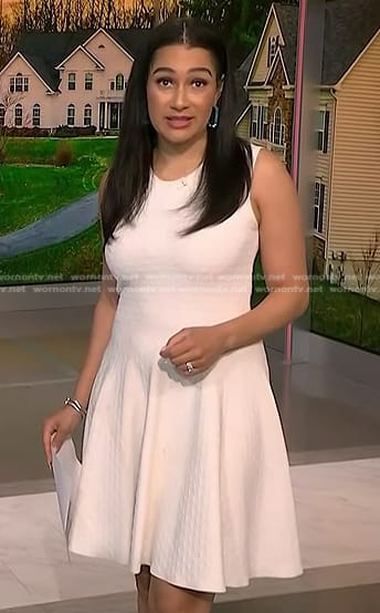 Morgan’s white dot texture dress on NBC News Daily