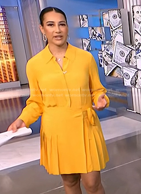 Morgan’s yellow pleated shirtdress on NBC News Daily