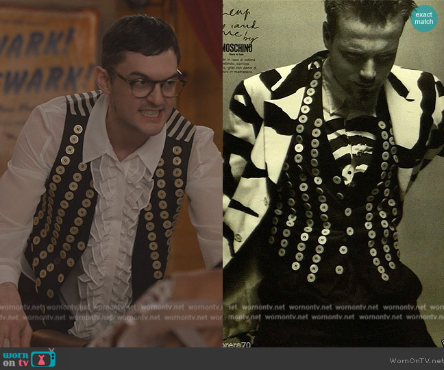 Moschino Embellished Black and White Vest worn by Wesley Taylor (Wesley Taylor) on Only Murders in the Building