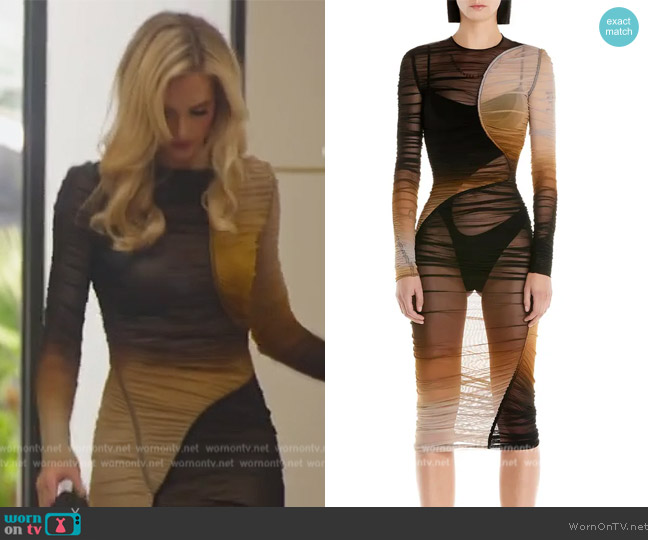 Mugler Degrade Long Sleeve Sheer Mesh Body-Con Dress worn by Alexandra Jarvis (Alexandra Jarvis) on Selling the OC