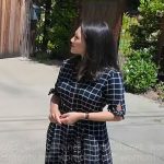 Nancy Chen’s black checked shirtdress on CBS Mornings