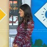 Natalie’s burgundy floral ruched dress on Today