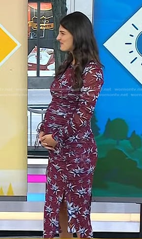 Natalie’s burgundy floral ruched dress on Today