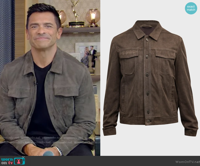 Neiman Marcus Suede Trucker worn by Mark Consuelos on Live with Kelly and Mark