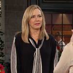 Nicole’s black striped tie neck dress on Days of our Lives