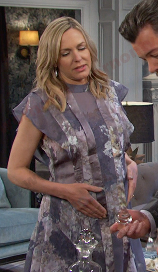 Nicole's grey floral paneled dress on Days of our Lives