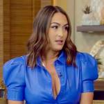 NIkki’s blue leather dress on Live with Kelly and Mark