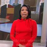 Nikole Killion’s red tie neck shift dress on CBS Mornings