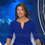 Norah’s blue elbow sleeve dress on CBS Evening News