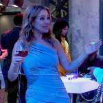 Olivia’s blue ruched one-shoulder dress on General Hospital