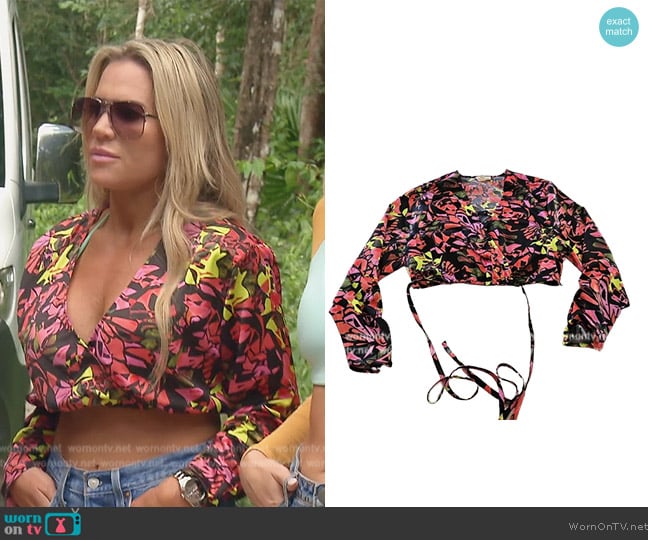 Open Edit Floral Print Crop Top worn by Jennifer Pedranti on The Real Housewives of Orange County