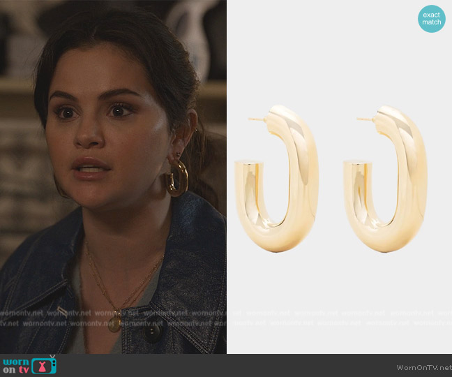 Paco Rabanne XL Hoops Link Earrings in Gold worn by Mabel Mora (Selena Gomez) on Only Murders in the Building