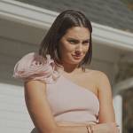 Paige’s pink floral applique one shoulder top on Southern Charm