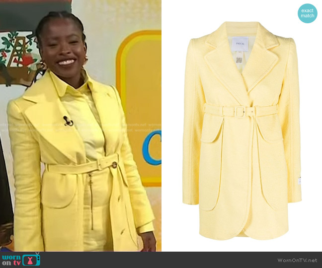 Patou Belted Tailored Jacket in Mimosa worn by Amanda Gorman on Today