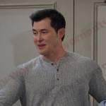 Paul’s grey long sleeve henley shirt on Days of our Lives