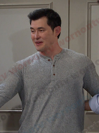 Paul's grey long sleeve henley shirt on Days of our Lives