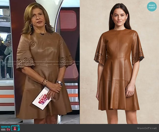 WornOnTV: Hoda’s brown laser cut sleeve leather dress on Today | Hoda ...