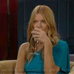 Phyllis’s teal one-shoulder dress on The Young and the Restless