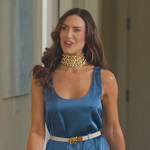 Polly’s blue satin scoop neck dress on Selling the OC