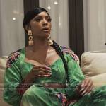 Porsha’s green printed top and pants on The Real Housewives Ultimate Girls Trip