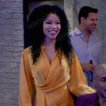 Portia’s orange draped wrap dress on General Hospital