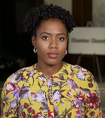 Priscilla Thompson’s yellow floral top on NBC News Daily