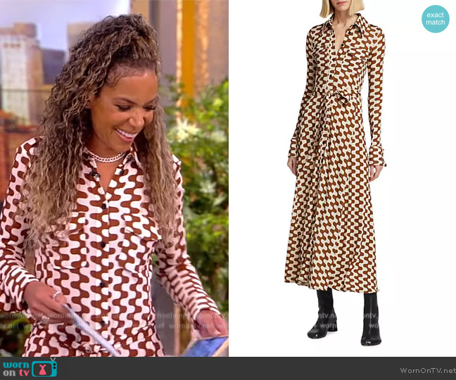 Proenza Schouler Printed Jersey Shirtdress worn by Sunny Hostin on The View