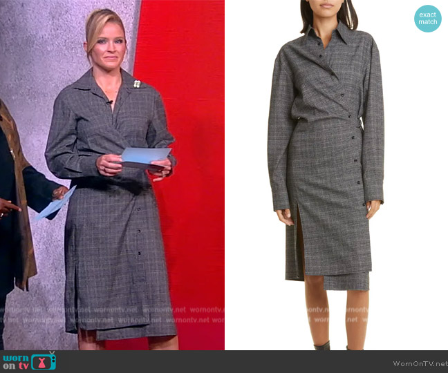 Proenza Schouler Plaid Suiting Wrap Dress worn by Sara Haines on The View