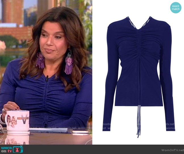 Proenza Schouler Matte Crepe Long Sleeve Top worn by Ana Navarro on The View