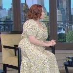 Rachel Bloom’s floral print midi dress on Live with Kelly and Mark