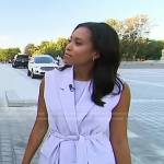 Rachel's lilac belted vest and pants on Good Morning America