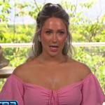 Rachel Recchia’s pink ruched front top on Extra