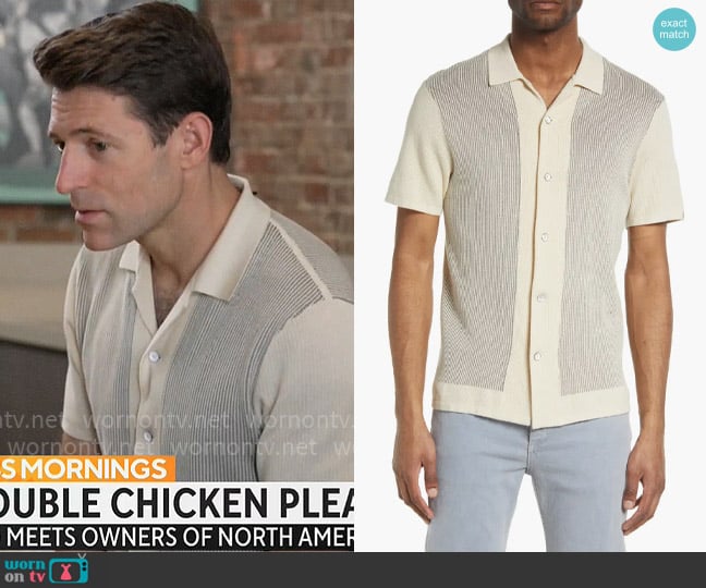 Rag and Bone Harvey Shirt in Ivory worn by Tony Dokoupil on CBS Mornings