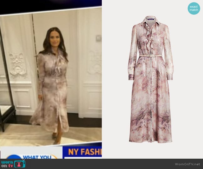 Ralph Lauren Collection Blakye Print Silk Chiffon Day Dress worn by Rocsi Diaz on Good Morning America