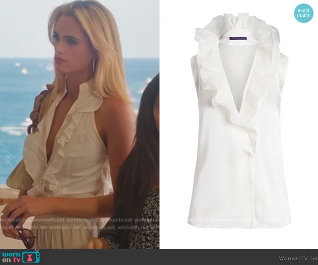 Ralph Lauren Carlynn Ruffle Trim Blouse worn by Alexandra Jarvis (Alexandra Jarvis) on Selling the OC